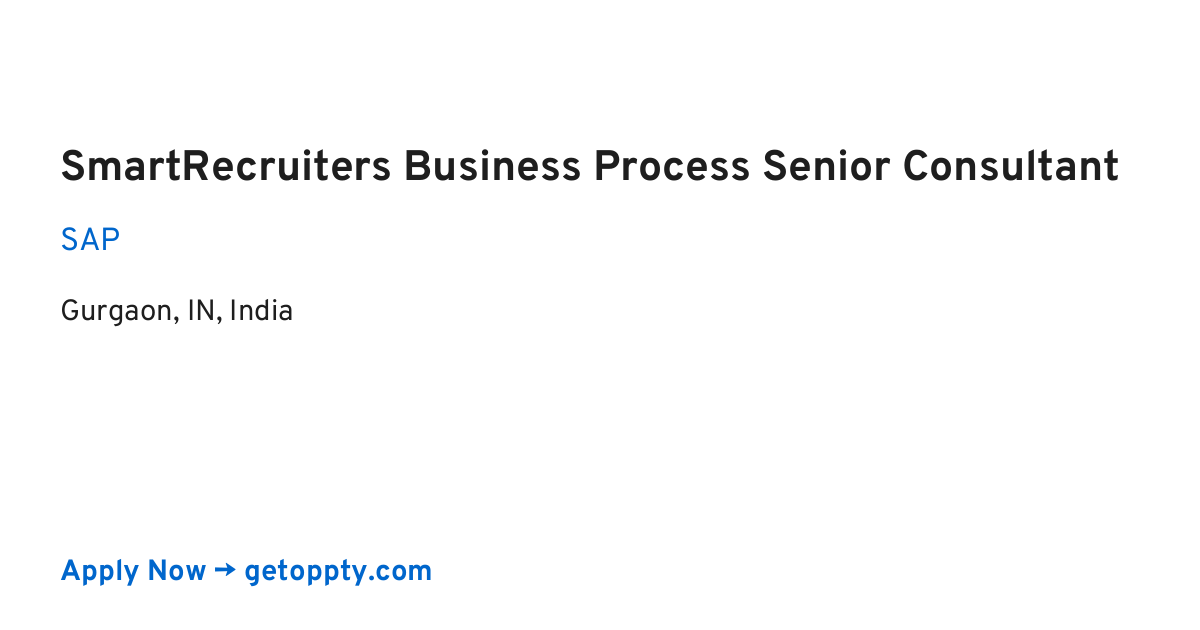 SmartRecruiters Business Process Senior Consultant job at SAP