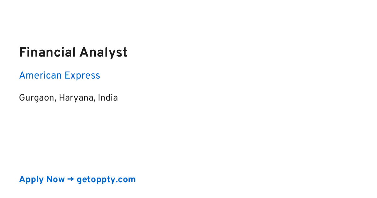 Financial Analyst job at American Express