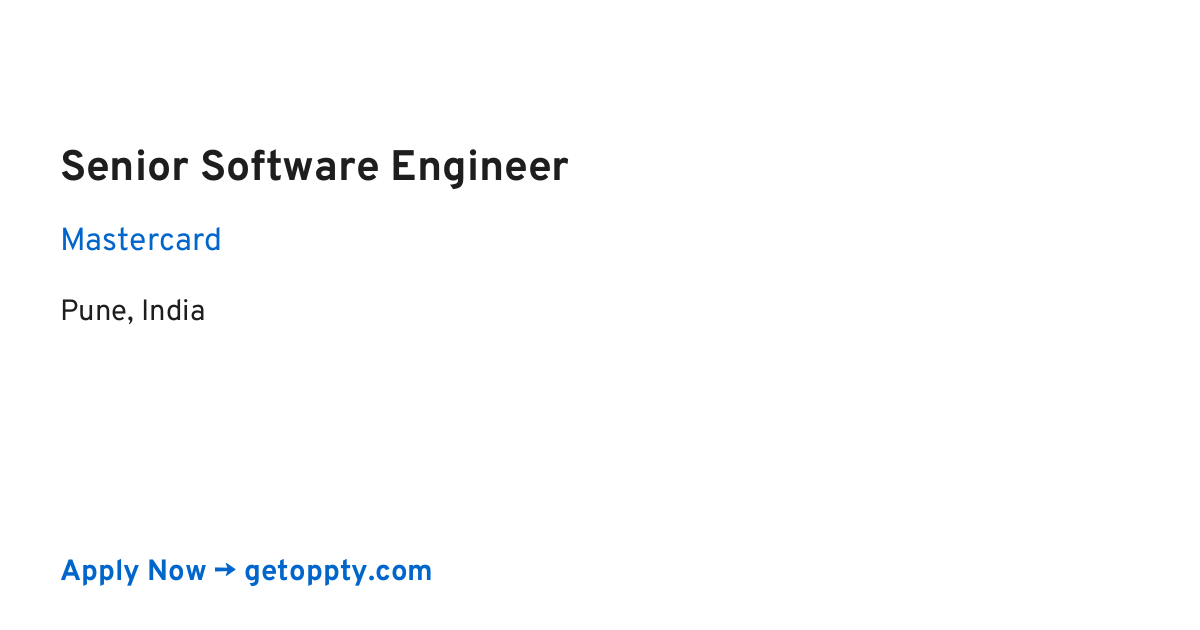 Senior Software Engineer job at Mastercard