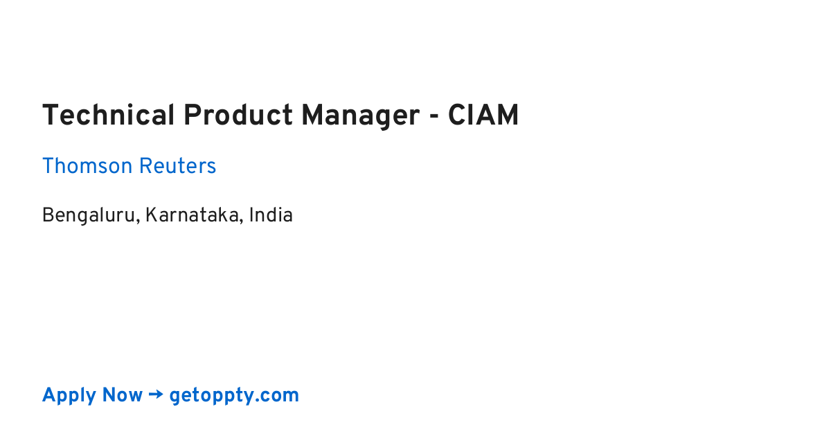 Technical Product Manager - CIAM job at Thomson Reuters