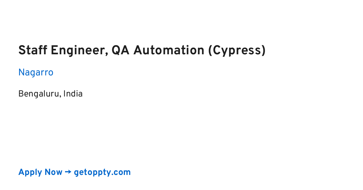 Staff Engineer, QA Automation (Cypress) job at Nagarro