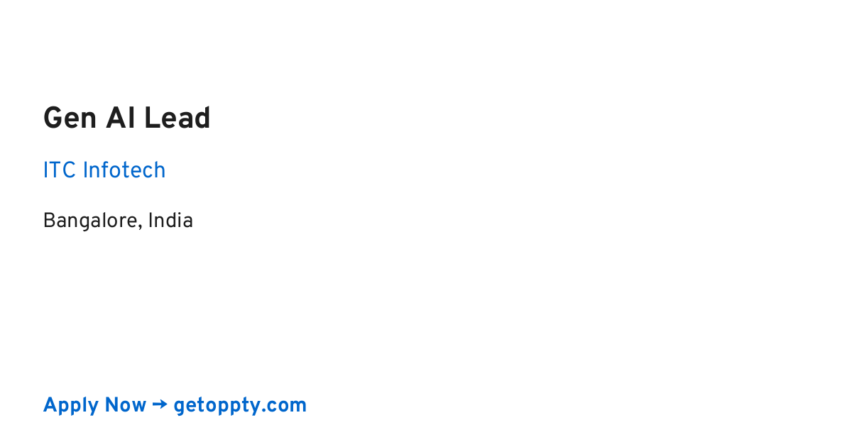 Gen AI Lead job at ITC Infotech