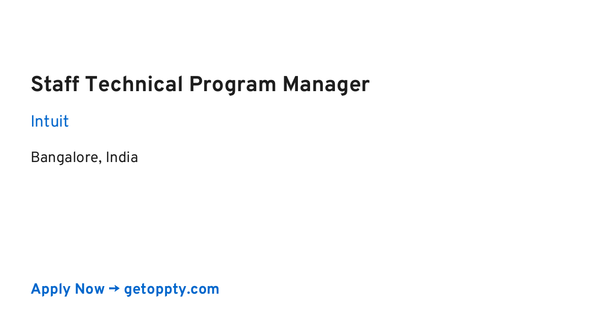 Staff Technical Program Manager job at Intuit