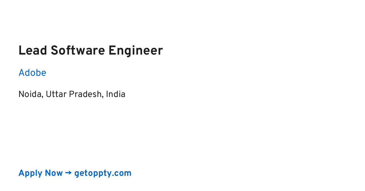 Lead Software Engineer job at Adobe