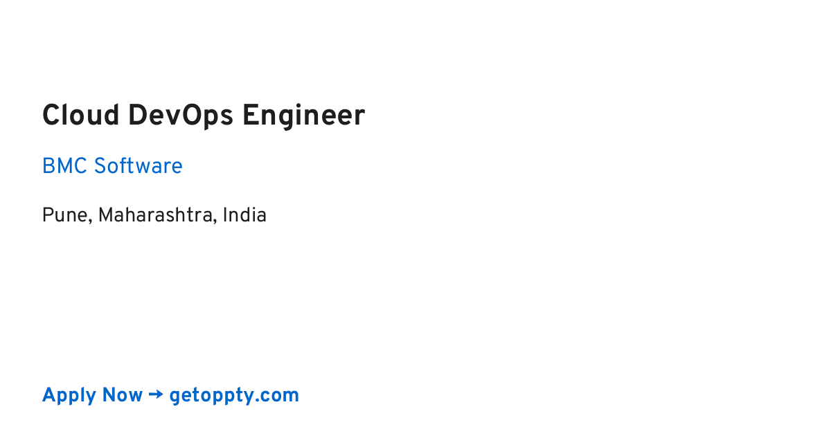 Cloud DevOps Engineer job at BMC Software