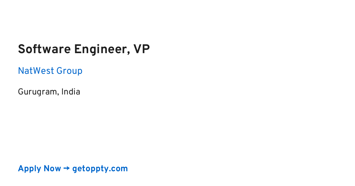 Software Engineer, VP job at NatWest Group