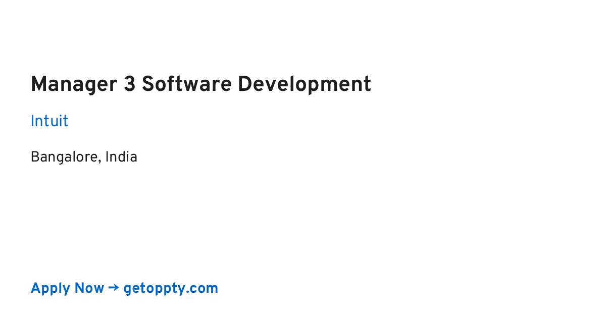 Manager 3 Software Development job at Intuit