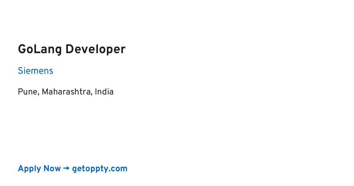 GoLang Developer job at Siemens