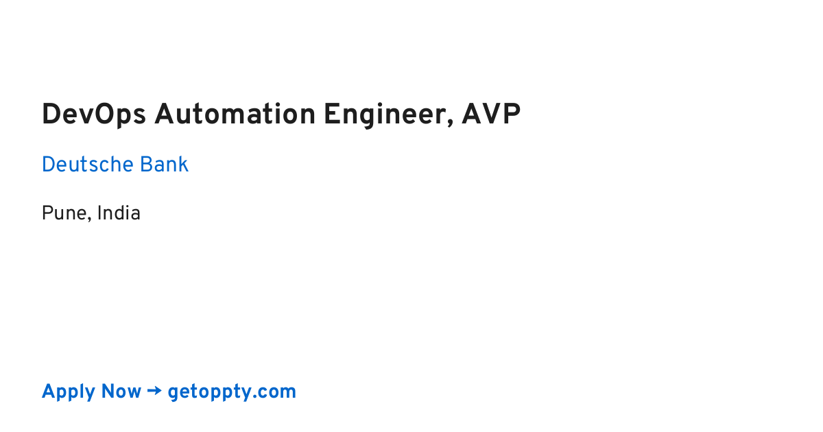 DevOps Automation Engineer, AVP job at Deutsche Bank