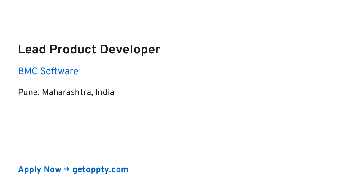Lead Product Developer job at BMC Software