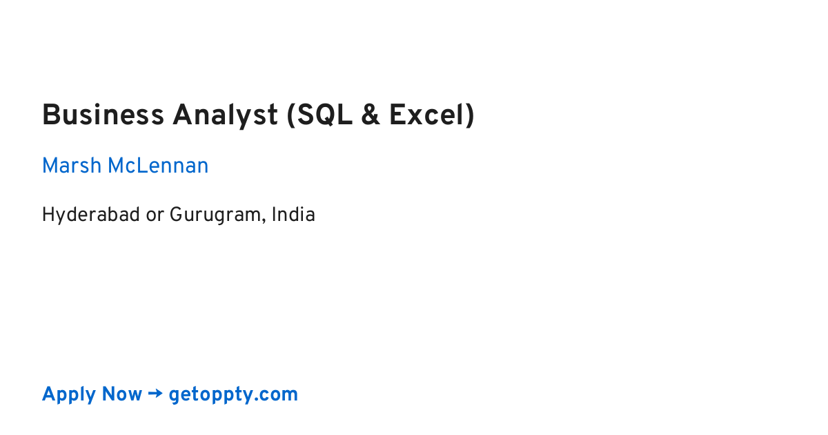 Business Analyst (SQL & Excel) job at Marsh McLennan