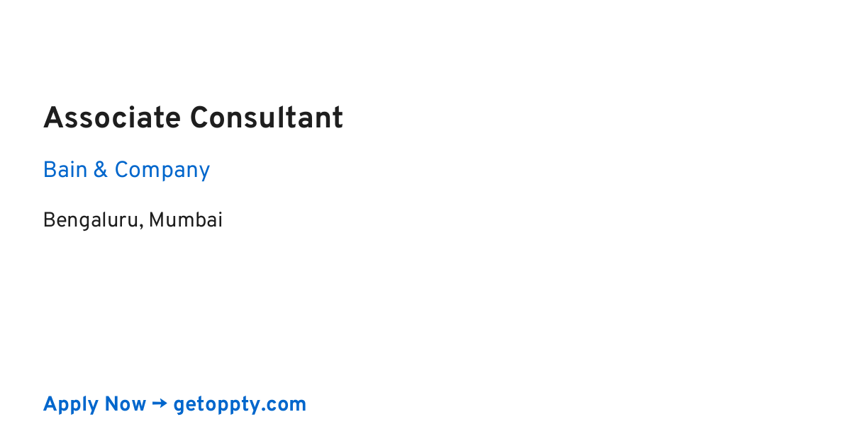 Associate Consultant job at Bain & Company