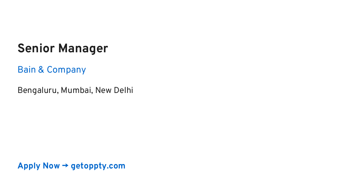 Senior Manager job at Bain & Company