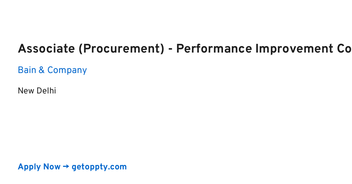 Associate (Procurement) - Performance Improvement CoE job at Bain & Company