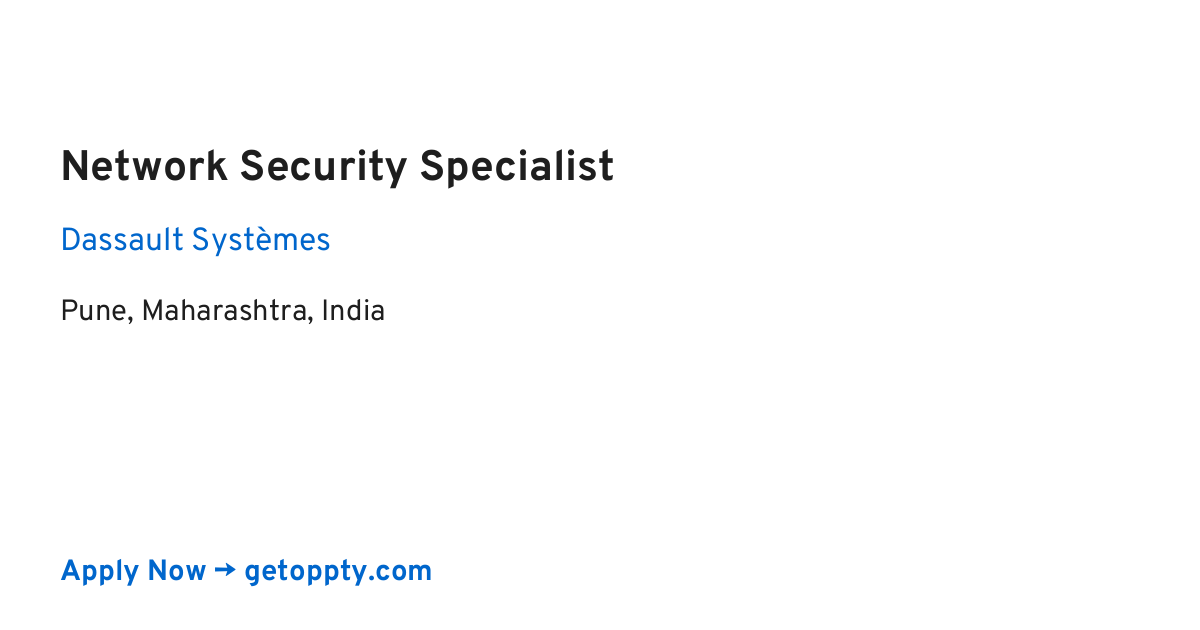 Network Security Specialist job at Dassault Systèmes