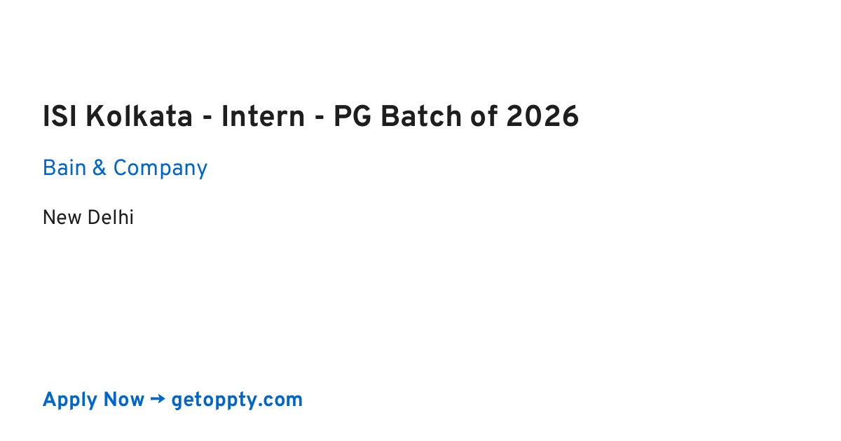 ISI Kolkata - Intern - PG Batch of 2026 job at Bain & Company