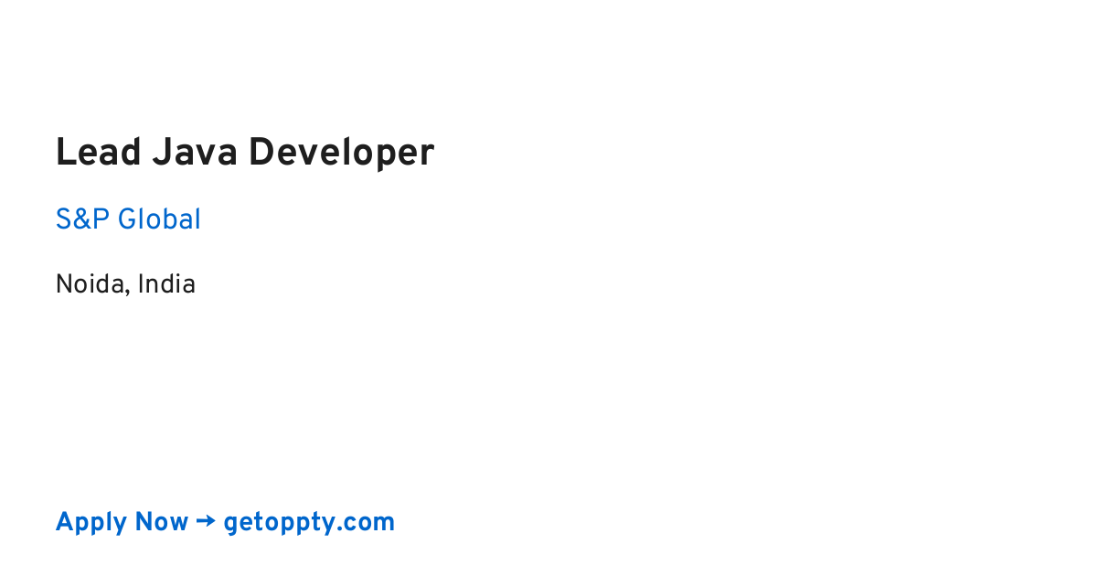 Lead Java Developer job at S&P Global