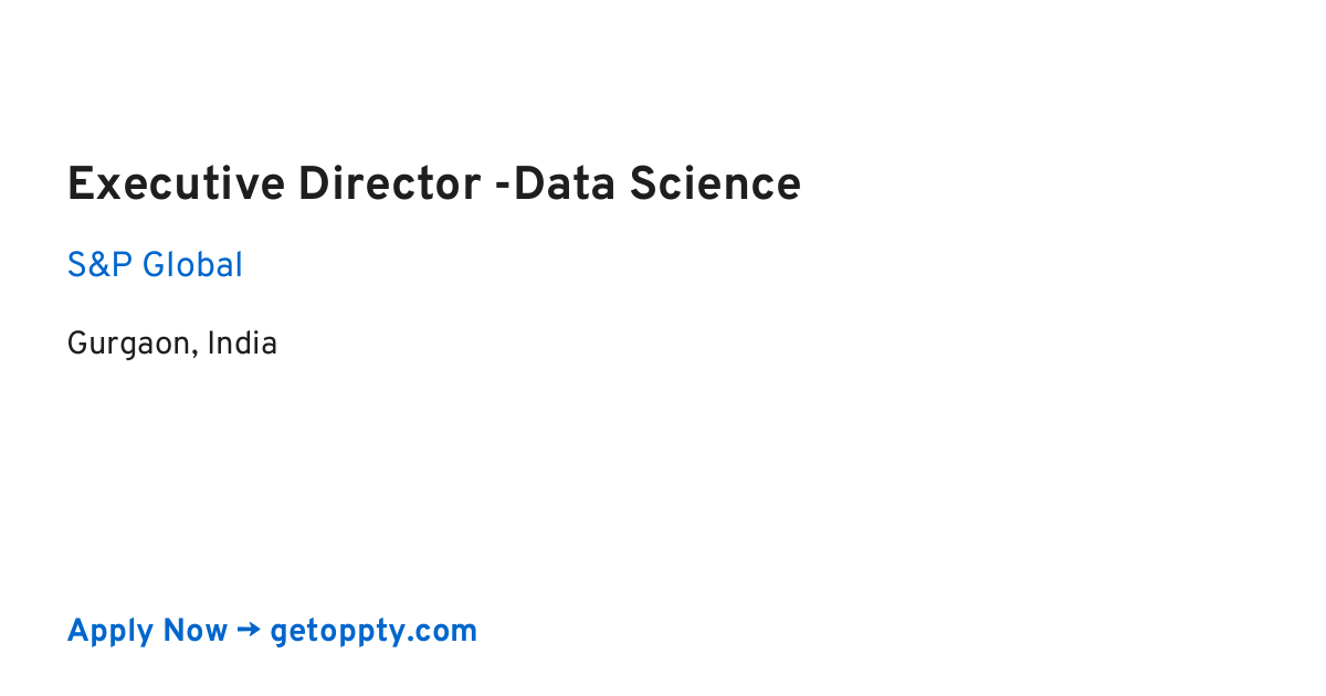 Executive Director -Data Science job at S&P Global