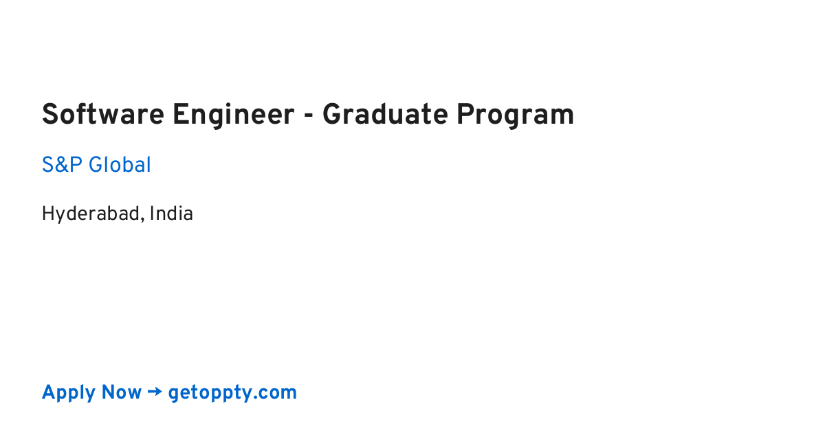 Software Engineer - Graduate Program job at S&P Global