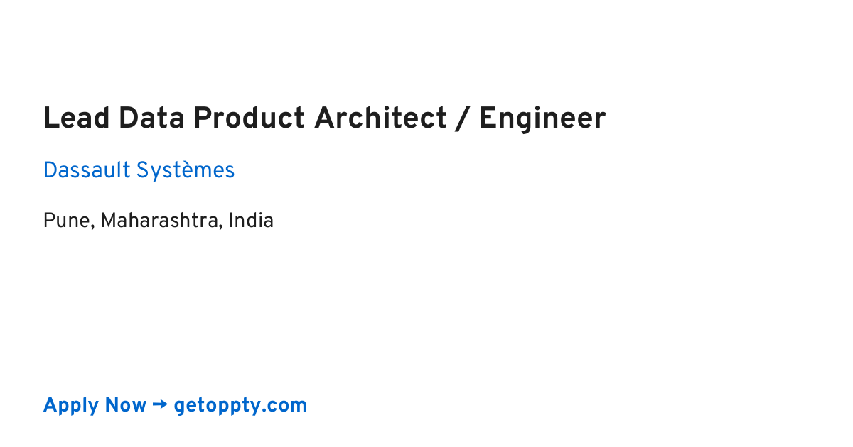 Lead Data Product Architect / Engineer job at Dassault Systèmes