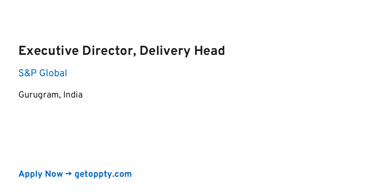 Executive Director, Delivery Head job at S&P Global