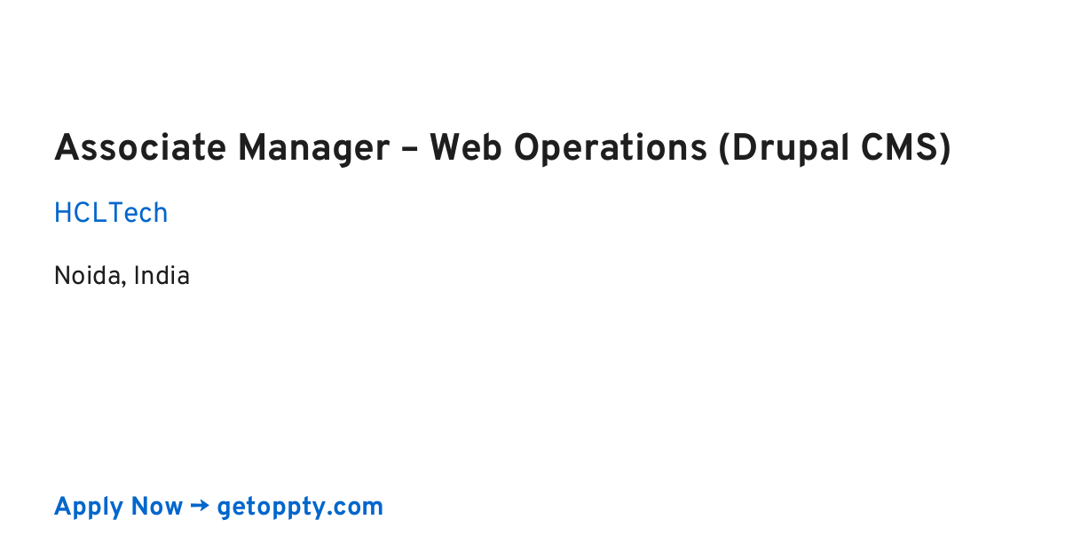 Associate Manager – Web Operations (Drupal CMS) job at HCLTech