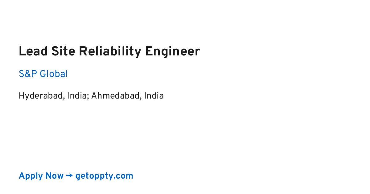 Lead Site Reliability Engineer job at S&P Global
