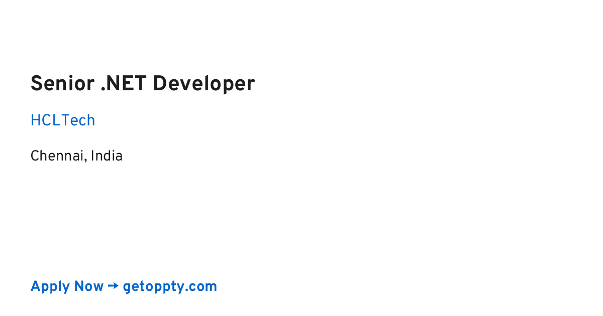 Senior .NET Developer job at HCLTech