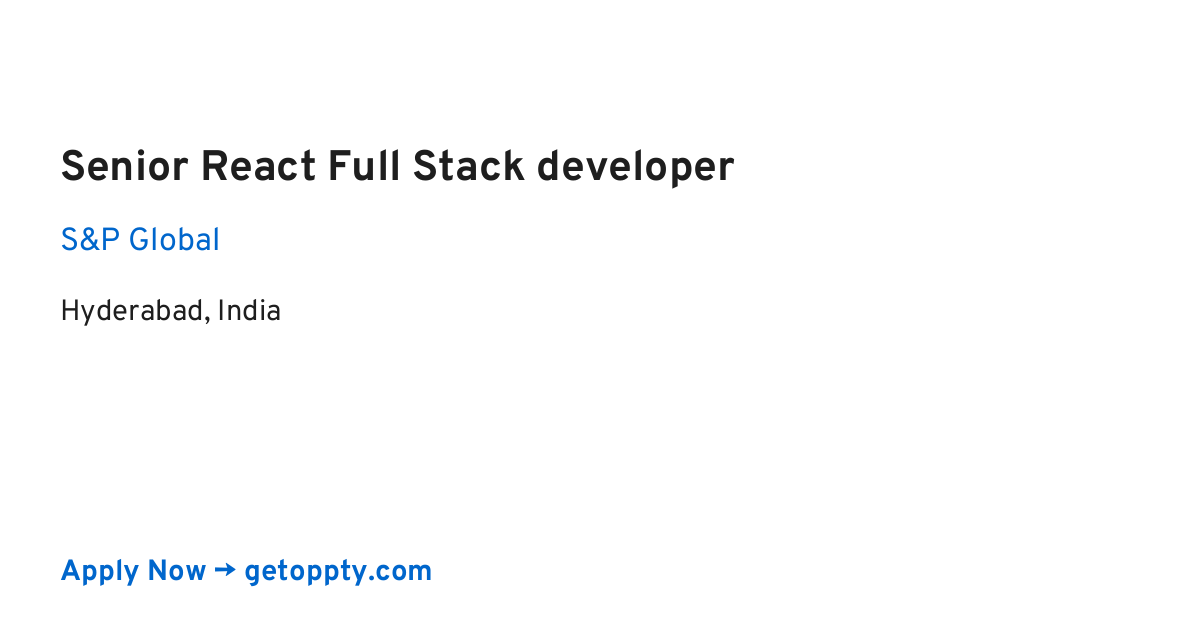 Senior React Full Stack developer job at S&P Global