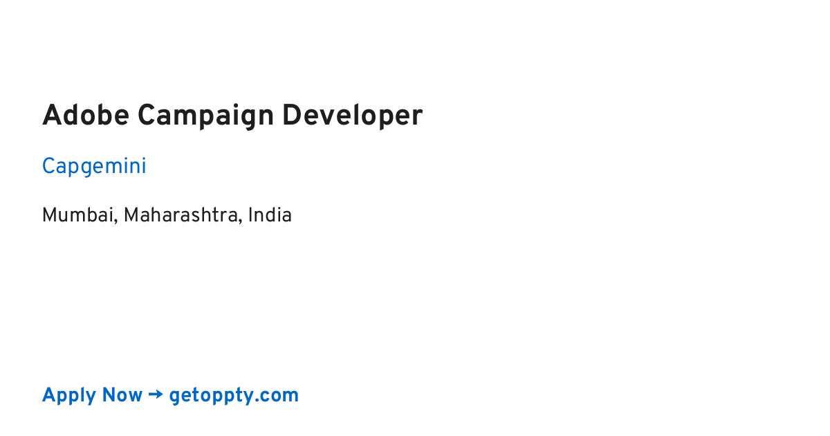 Adobe Campaign Developer job at Capgemini
