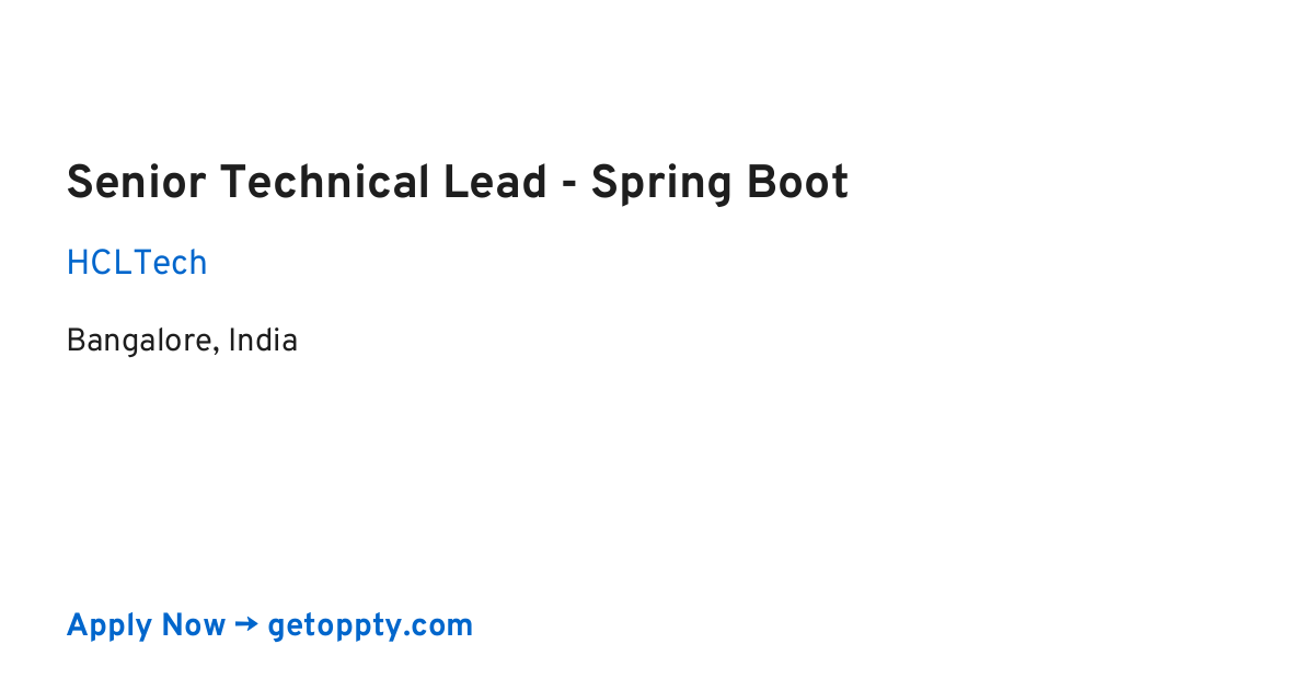 Senior Technical Lead - Spring Boot job at HCLTech