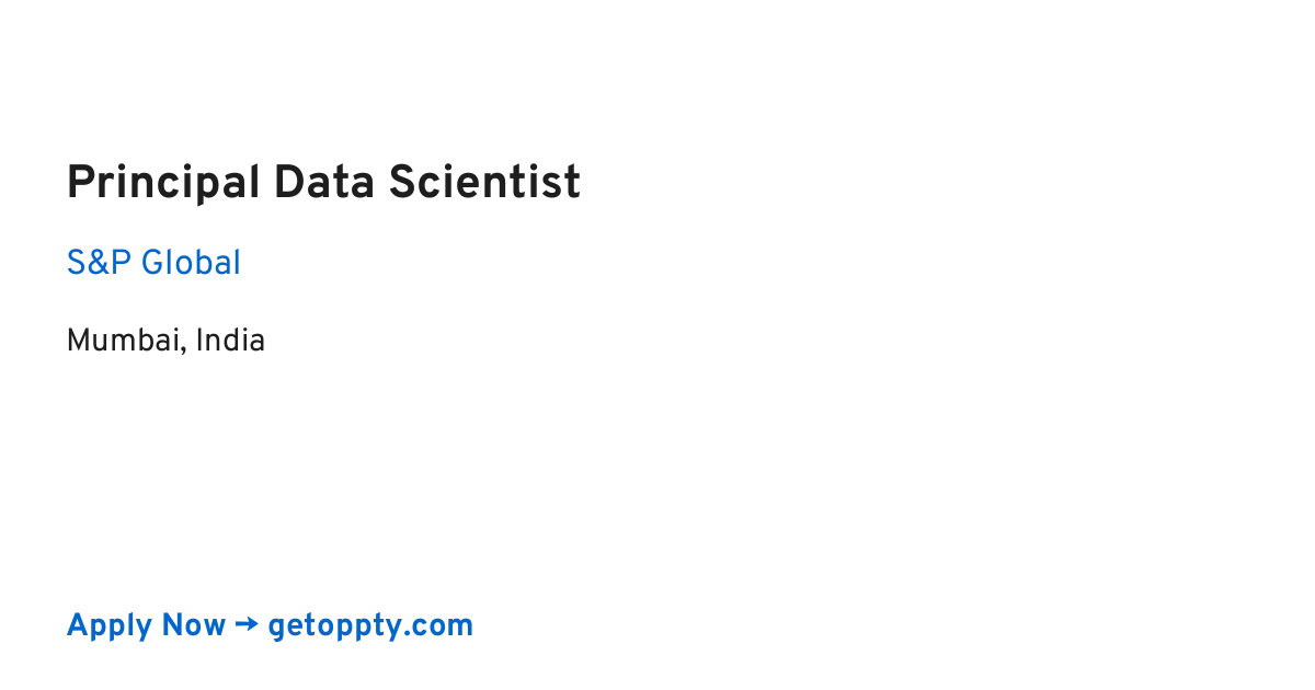 Principal Data Scientist job at S&P Global