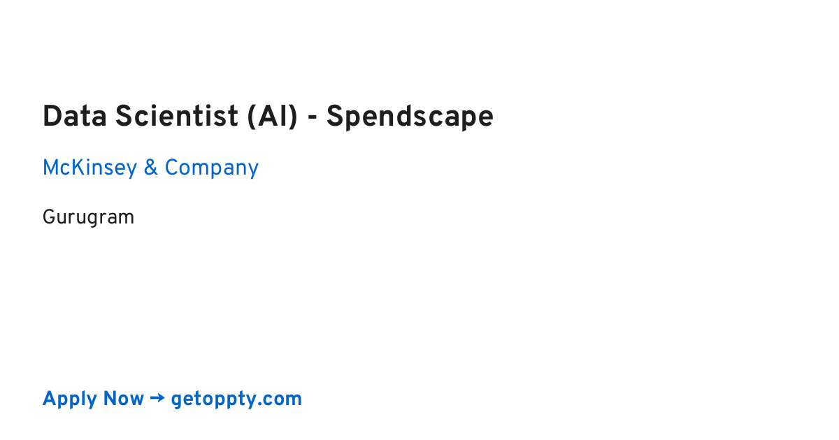 Data Scientist (AI) - Spendscape job at McKinsey & Company