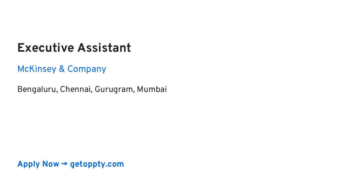 Executive Assistant job at McKinsey & Company