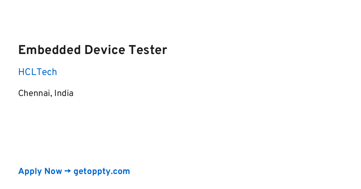 Embedded Device Tester job at HCLTech
