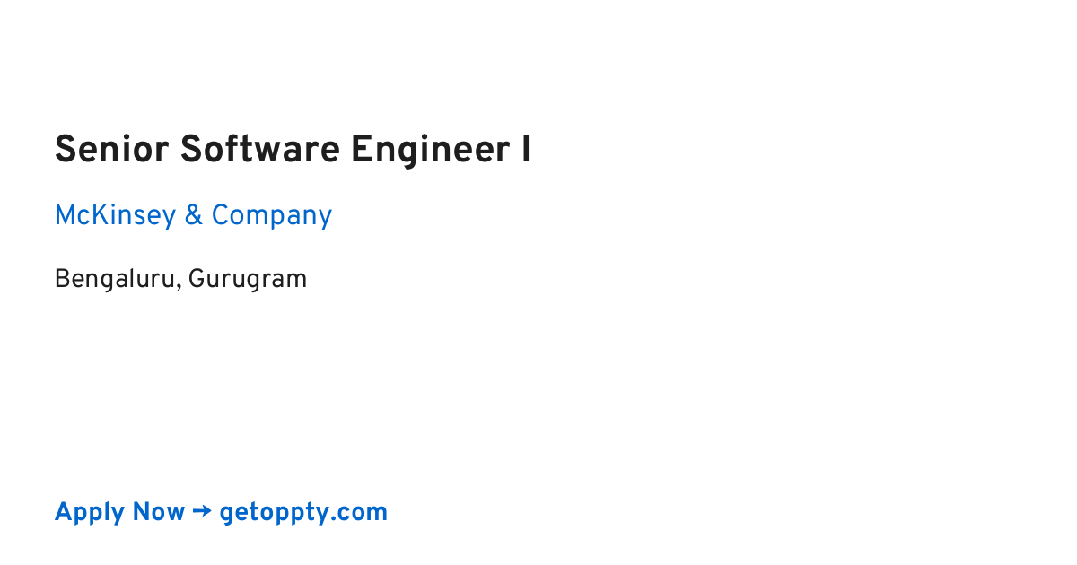 Senior Software Engineer I job at McKinsey & Company