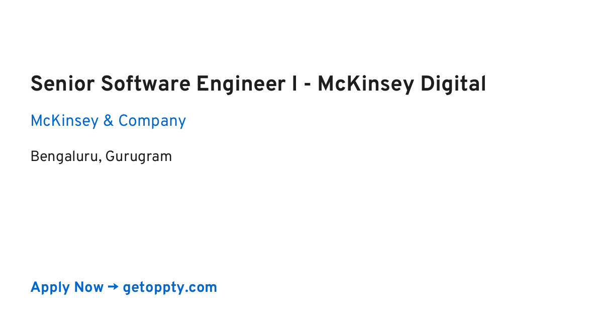 Senior Software Engineer I - McKinsey Digital job at McKinsey & Company