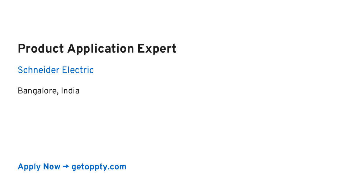 Product Application Expert job at Schneider Electric