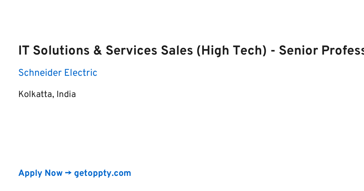 IT Solutions & Services Sales (High Tech) - Senior Professional job at Schneider Electric
