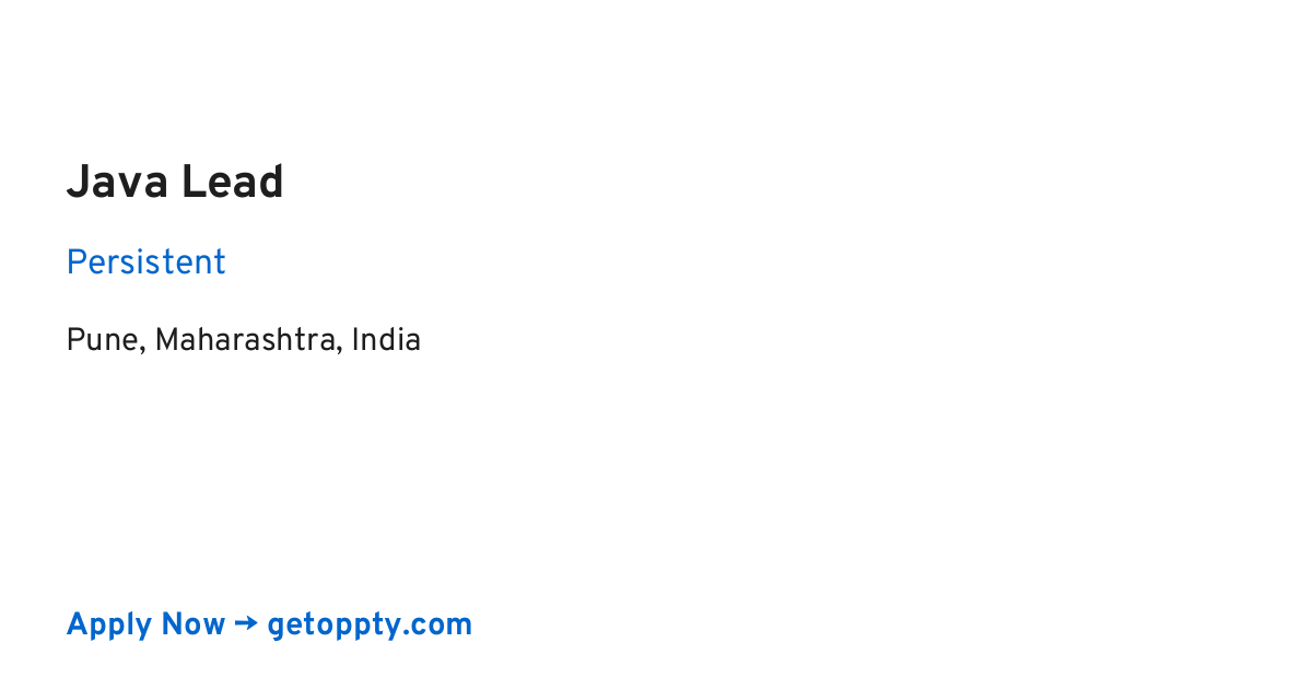 Java Lead job at Persistent