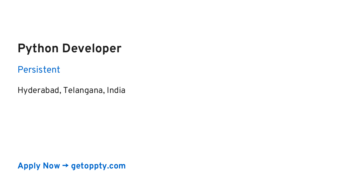 Python Developer job at Persistent