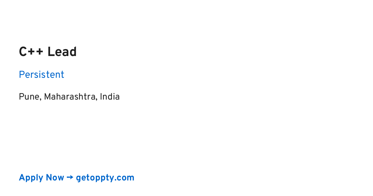 C++ Lead job at Persistent