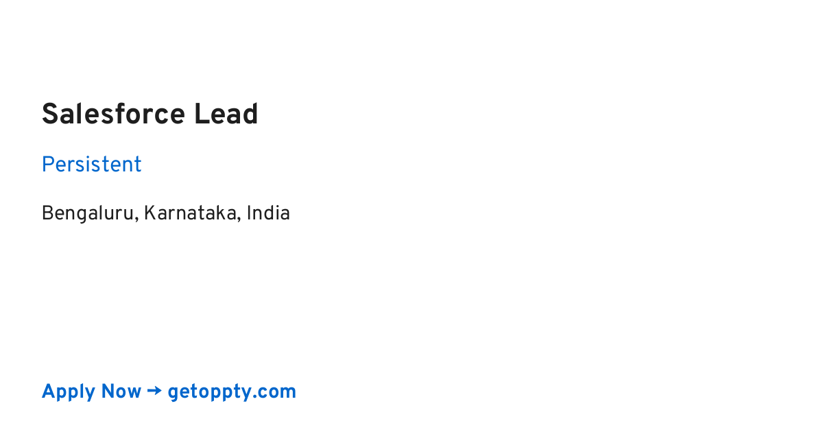Salesforce Lead job at Persistent
