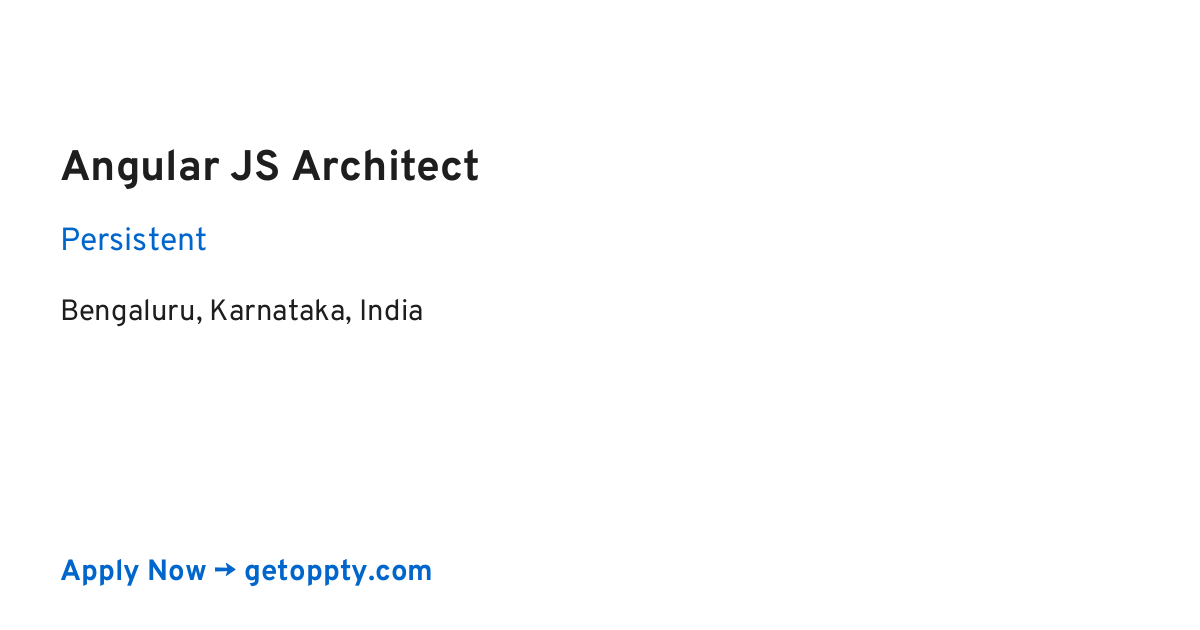 Angular JS Architect job at Persistent