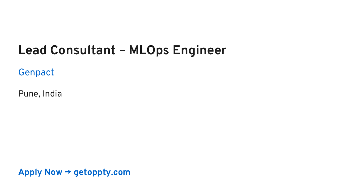 Lead Consultant – MLOps Engineer job at Genpact