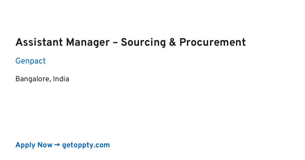 Assistant Manager – Sourcing & Procurement job at Genpact
