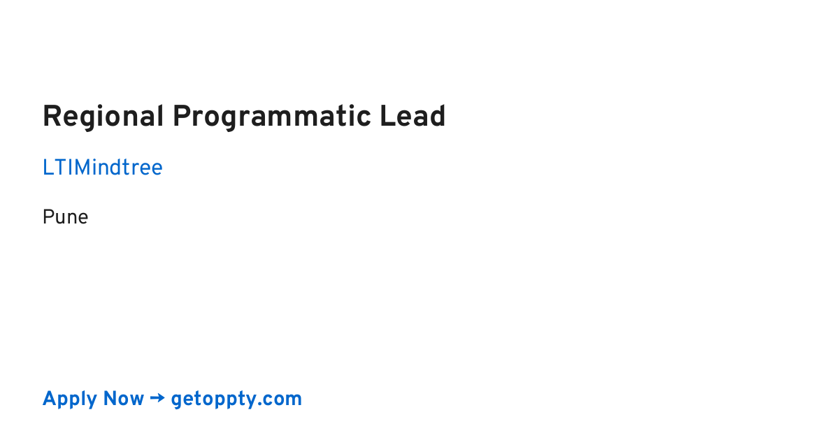 Regional Programmatic Lead job at LTIMindtree